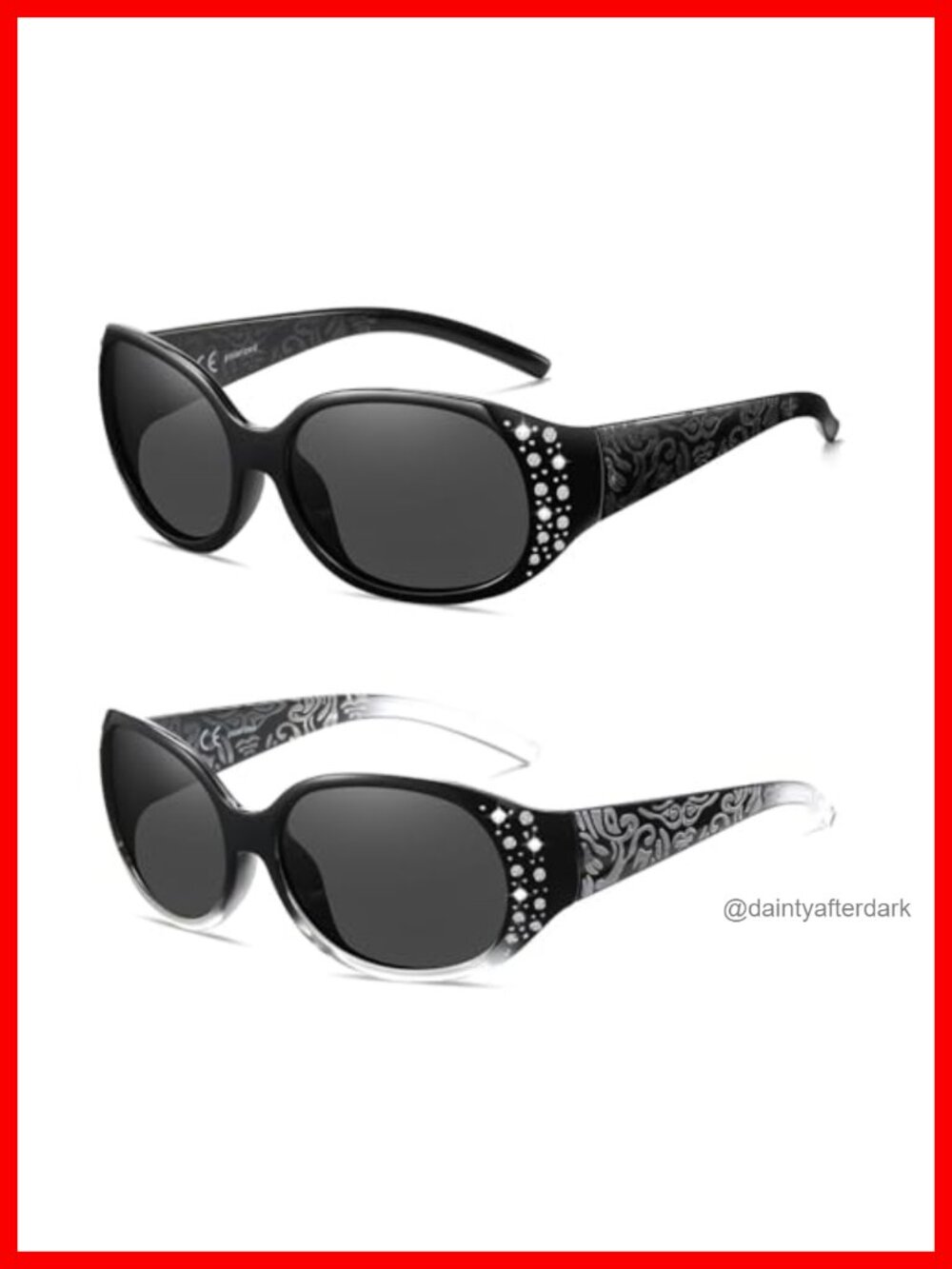 Wzerry Polarized Wrap Around Sunglasses UV400 Retro Rhinestone